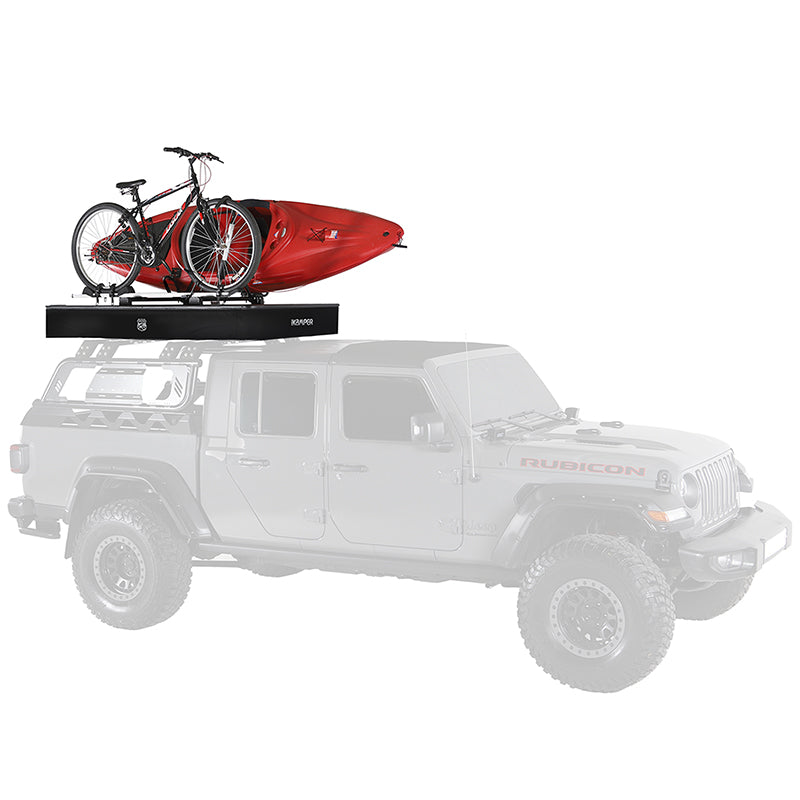 iKamper X-Cover 2.0 Roof Top Tent View With gear on top of cross bars