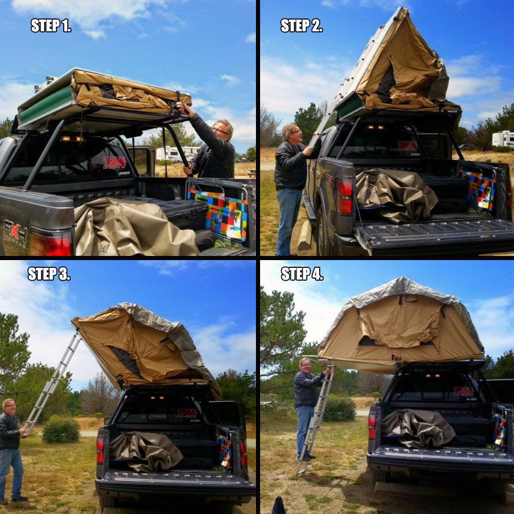 opening the Ranger Roof Top Tent - 3 Person Capacity - Annex Included - by Tuff Stuff