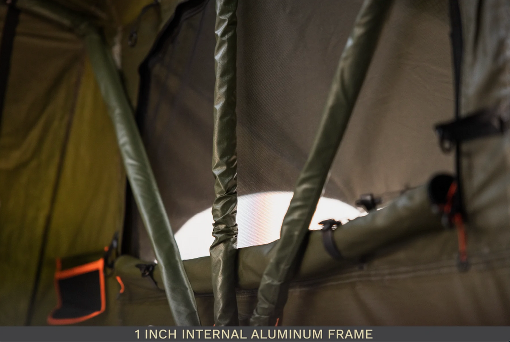 roam vagabond roof top tent with 1" thick internal aluminum frame poles