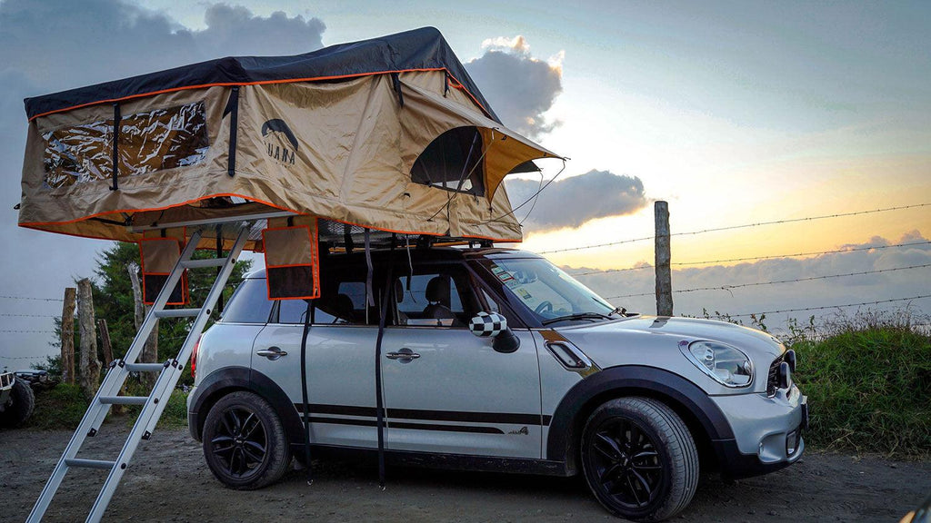 roof tent mini countryman Guana Equipment Wanaka 55" Roof Top Tent With XL Annex – Off Road Tents